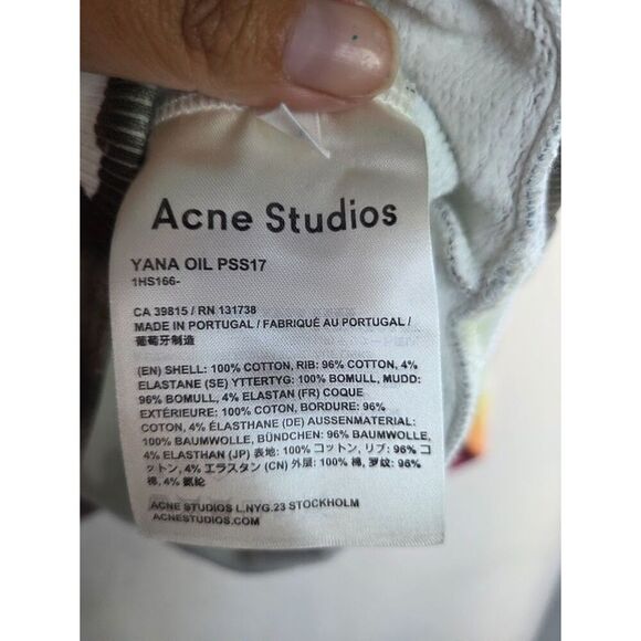 ACNE Studios Women Red Blue White "Yana Oil" Cotton Sweatshirt size X-Small - Picture 12 of 12